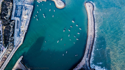 High angle view of harbor