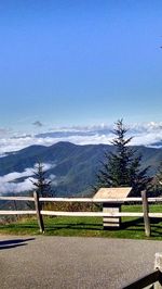 Scenic view of mountains against cloudy sky