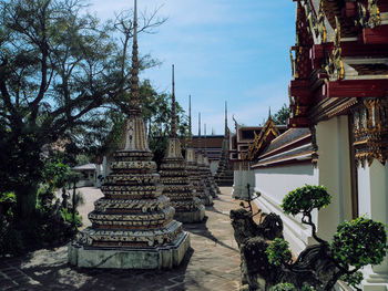 View of temple against building