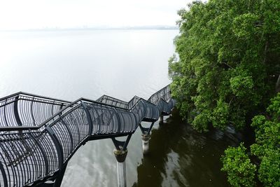 High angle view of bridge over river against sky