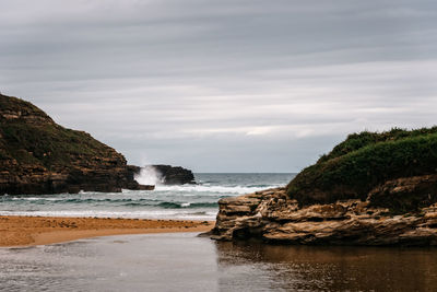 The beach of galizano in the cantabric coast