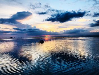 Scenic view of sea against sky at sunset