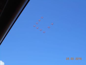 Low angle view of clear blue sky