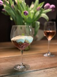 Close-up of wine glass on table