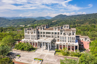 High angle view of buildings in city