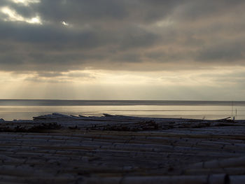 Scenic view of sea against cloudy sky