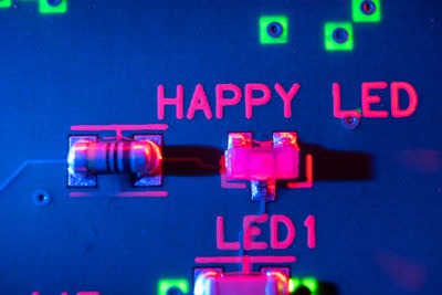 Close-up of illuminated neon sign