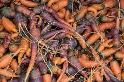 Full frame shot of carrots for sale in market