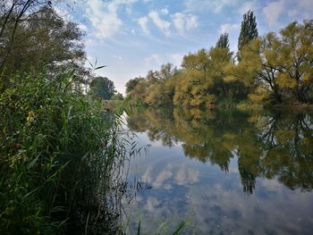 Scenic view of lake against sky