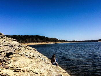 Scenic view of sea against clear sky