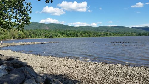 Scenic view of lake against sky