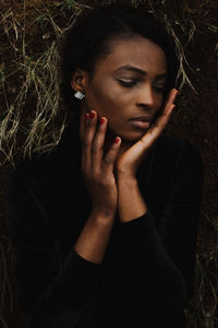 Close-up portrait of a beautiful young woman