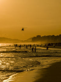 Sunset at barra da tijuca beach, rio de janeiro