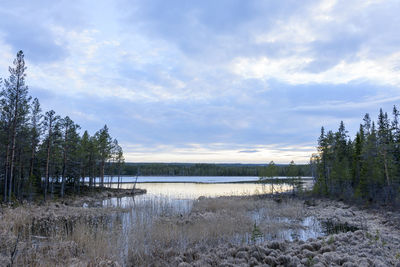 Scenic view of lake against sky