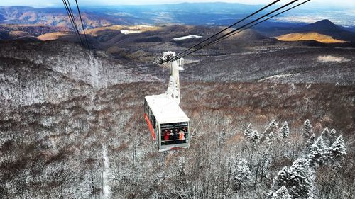 High angle view of overhead cable car