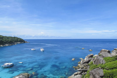 View point at similan island, warm and clear azure ocean waters, phang nga, thailand
