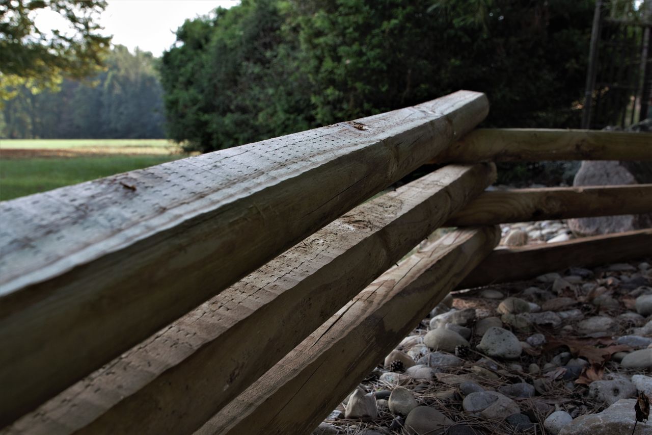 WOODEN BENCH IN PARK