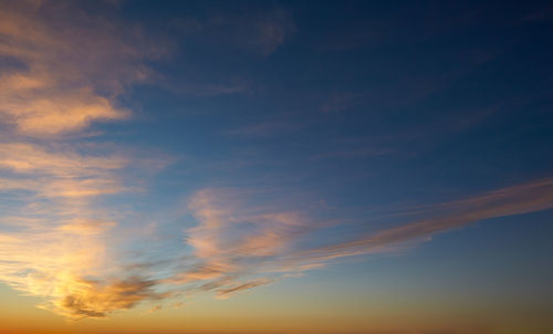 Low angle view of sky during sunset