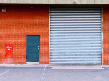 Closed door of building