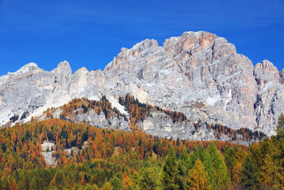 Scenic view of mountain against blue sky