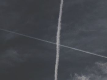 Close-up of white vapor trail in the sky