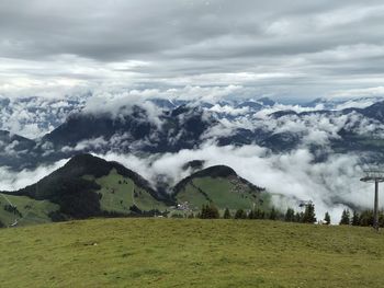 Scenic view of mountains against sky