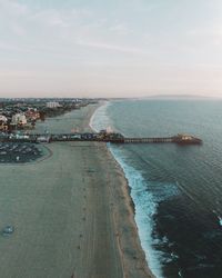 Aerial view of santa monica pier