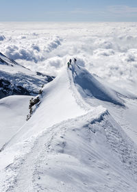 Italy, gressoney, alps, castor, group of mountaineers