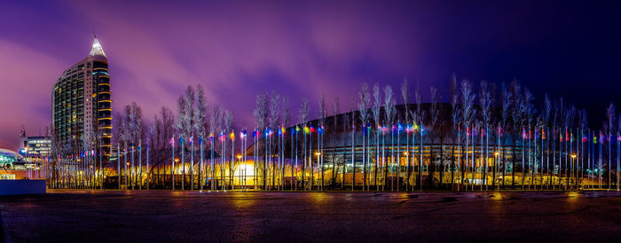 City lit up at night