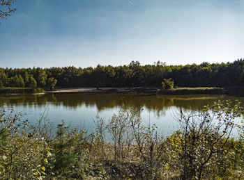 Scenic view of lake against sky