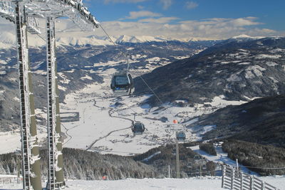 Scenic view of snow covered mountains