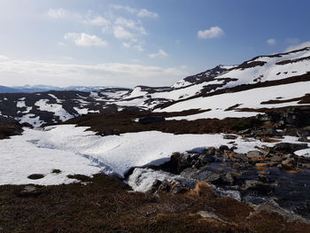 Snow covered mountain against sky