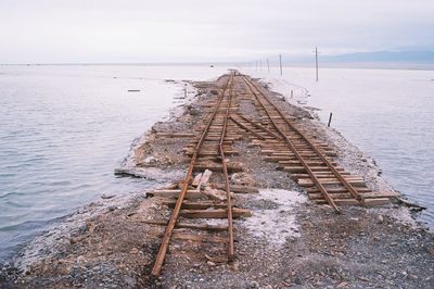 Groyne amidst sea against sky