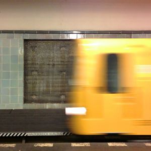 Train at railroad station platform