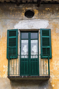 Low angle view of window on building