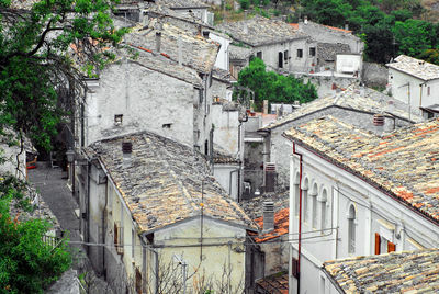 High angle view of old building in city