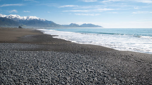 Scenic view of beach against sky