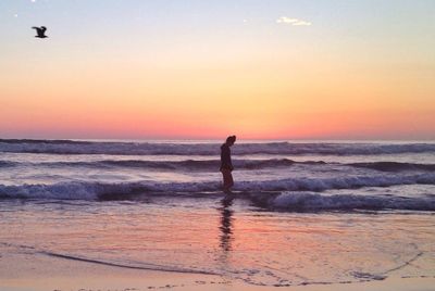 Scenic view of sea at sunset