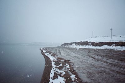 Scenic view of sea against clear sky