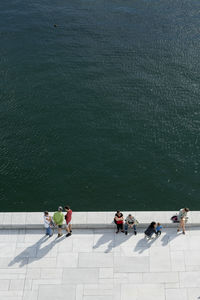 High angle view of people on beach