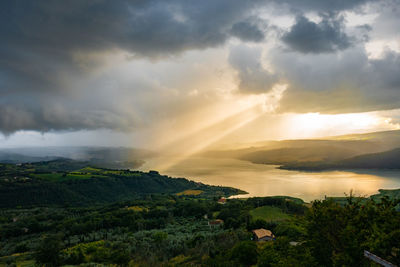 Scenic view of landscape against sky during sunset