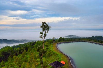 Scenic view of lake against sky