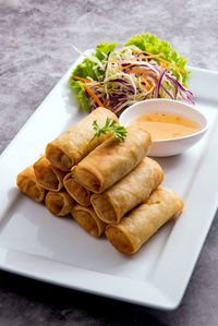 Close-up of food in plate on table