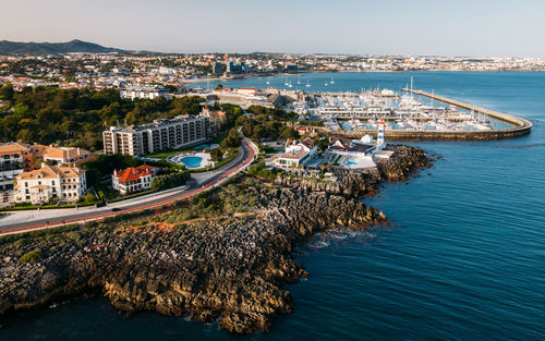 High angle view of sea against sky