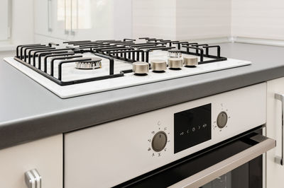 Close-up of cooktop in kitchen