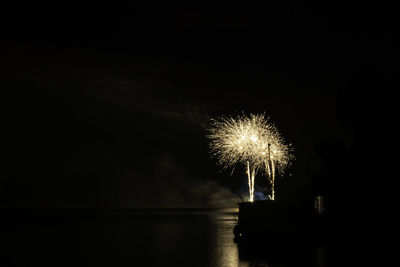 Firework display at night