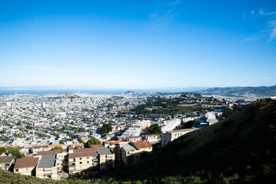 High angle view of townscape against sky