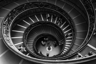 Directly below shot of spiral staircase of building