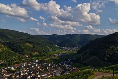 High angle view of townscape against sky