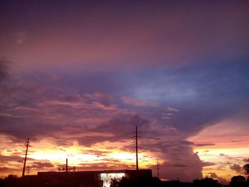 Low angle view of cloudy sky at sunset